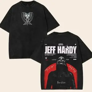 Jeff Hardy Enigma Vintage Wrestling Tee – WWE4U TNA ECW Graphic Shirt – Charismatic Enigma Retro Washed Black Tee – Wrestling Streetwear Gift for Fans wash t-shirt oversized unisex classic cotton top Fabric Menswear casual shirt wwe fan EIL