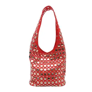 Trendy Punk Studded Design Bucket Bag, Elegant European American Style Ladies Daily Shoulder Handbag paloma wool Bag