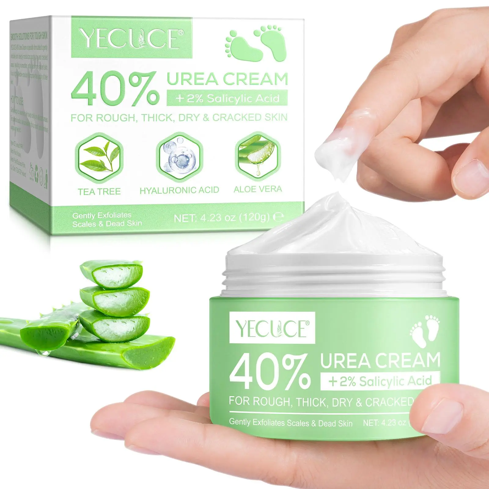 40% Urea Cream, Salicylic, Aloe Vera, Hyaluronic, Long-lasting Gentle Daily Moisturizing Body Cream, Intensive Moisturizing, Deeply Moisturizing, Hydrating Body Lotion for Hands and Body, Body Care Product for Women & Men, Cosmetic, Moisturizer