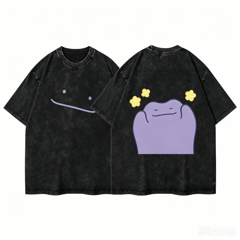 Ditto Inspired Cute Blob Washed T-Shirt – Kawaii Minimal Graphic Tee, Vintage Oversized Aesthetic Streetwear 67 summer clothes white christian clothing world tshirts 2000s orange black