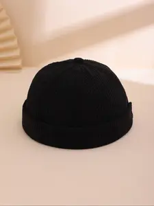 Japanese Retro Plain Corduroy Beanie Hat, Autumn Winter Street Style Hip Hop Skull Cap, Simple Design Unisex Fashion Accessory
