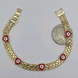 NEW STYLE bracelet with hearts beautiful style GOLD-PLATED 7"inches