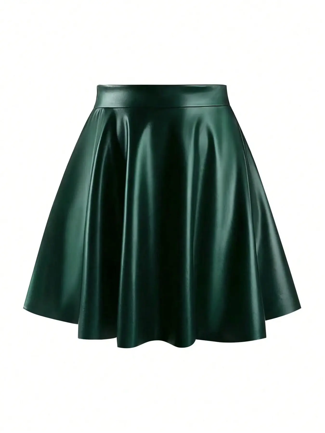 Women's Faux Leather Skater Skirt High Waist PU A-Line Flared Mini Skirt Side Zip Solid Casual Versatile Night Out Party Clubwear Y2K Baddie Edgy Spring Summer