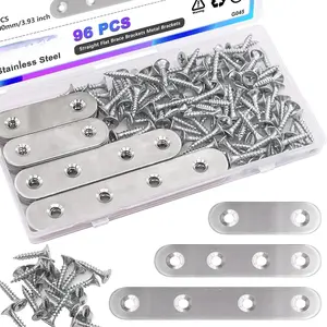 96 count Stainless Steel Straight Flat Brackets,Metal Bracket,Mending Plate,Metal Brackets for  (50mm/80mm/100mm)