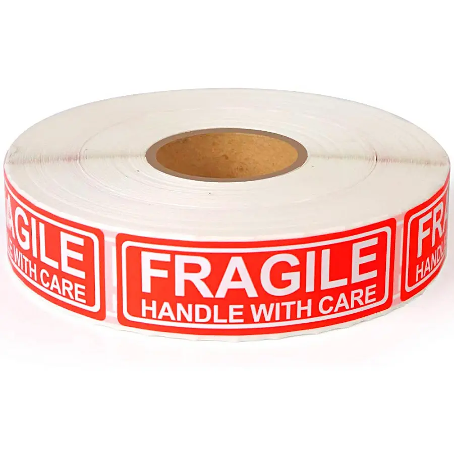 Fragile Stickers, Anti-Breakage Reminders, Handling Labels, 1x3 Inches Warning Labels, Caution Labels, Cautionary Labels for Transport and Shipping, Moving Glass Permanent Durable Adhesive Labels, High Adhesive Stickers, Includes Labels