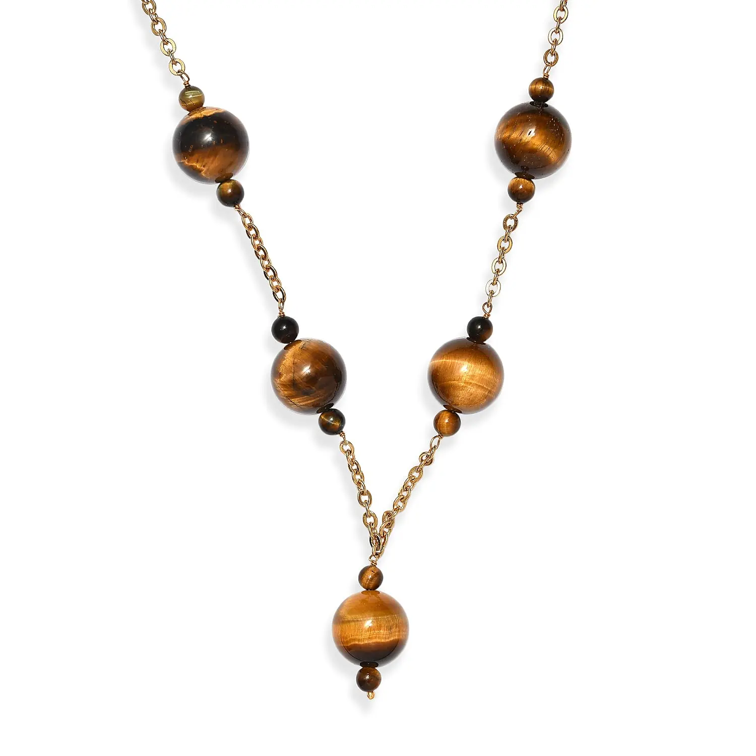 EverTrue Sunstone Beaded Necklace (20-22 Inches) in 18K YG Plated Stainless Steel 225.00 ctw