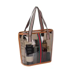 Designer vintage handbag transparent women large capacity tote shopping bag waterproof beach toiletry comeitic bag student laptop storage bag