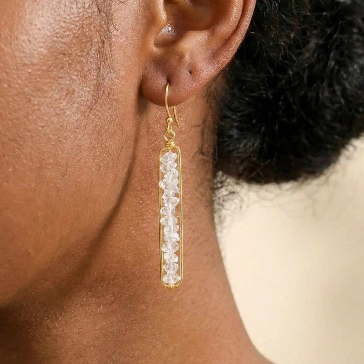 925 Sterling Silver Herkimer Diamond Long Dangle & Drop Earrings, Female, Youth