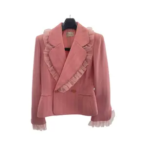 Pre-owned Dior Wool Small Leather Goods Frill Jacket