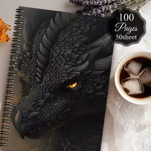 Dark Dragon Spiral Notebook, High-Quality Fantasy Art Journal, Perfect for Dragon Enthusiasts, Detailed Dragon Cover