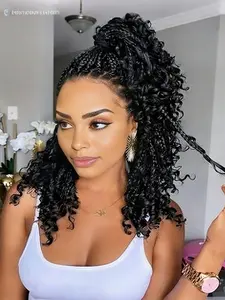 HD Lace Boho Braided Wig with Curly Ends, Cornrow Braided Wig for Women, Natural Hairline with Baby Hair, Synthetic Braided Wig