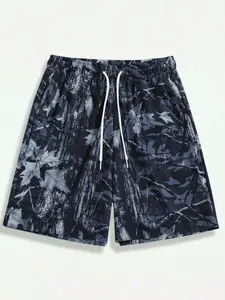 Men's printed drawstring stretch sports shorts