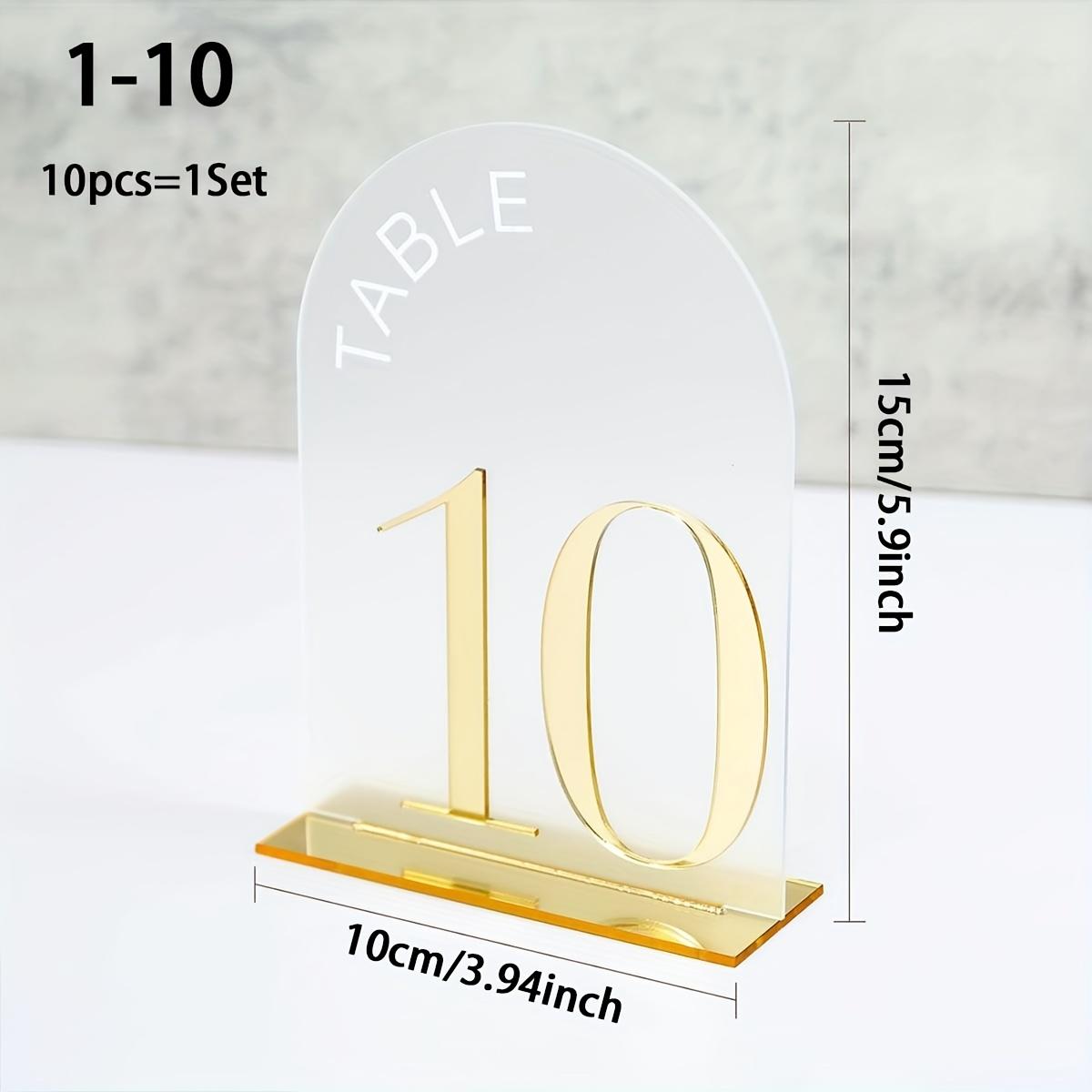 ADISEN Beautiful Wedding Reception Numbers Acrylic Table Number, Modern Simple Table Number with Holder,  Banquet Seat Card, Signs, Acrylic Desktop Decoration Clear Arch Table NumbersRestaurant Reservation Number, Wedding Decoration,