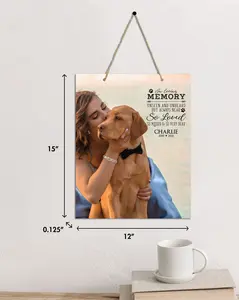 Personalized Pet Memorial Gifts Wooden Hanging Wall Plaque Decoration Sign for Pet Loss Sympathy Gift for Pet Lovers| In Loving Memory Photo Ornaments