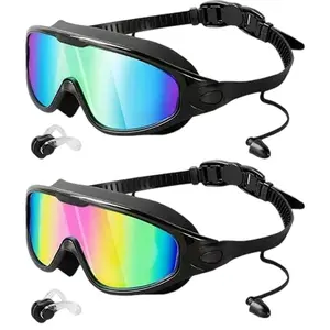 Swim Goggles 2 Pack, Wide View Anti Fog&UV Swimming Goggles for Audlt, No Leaking Swim Glasses for Men Women Kids