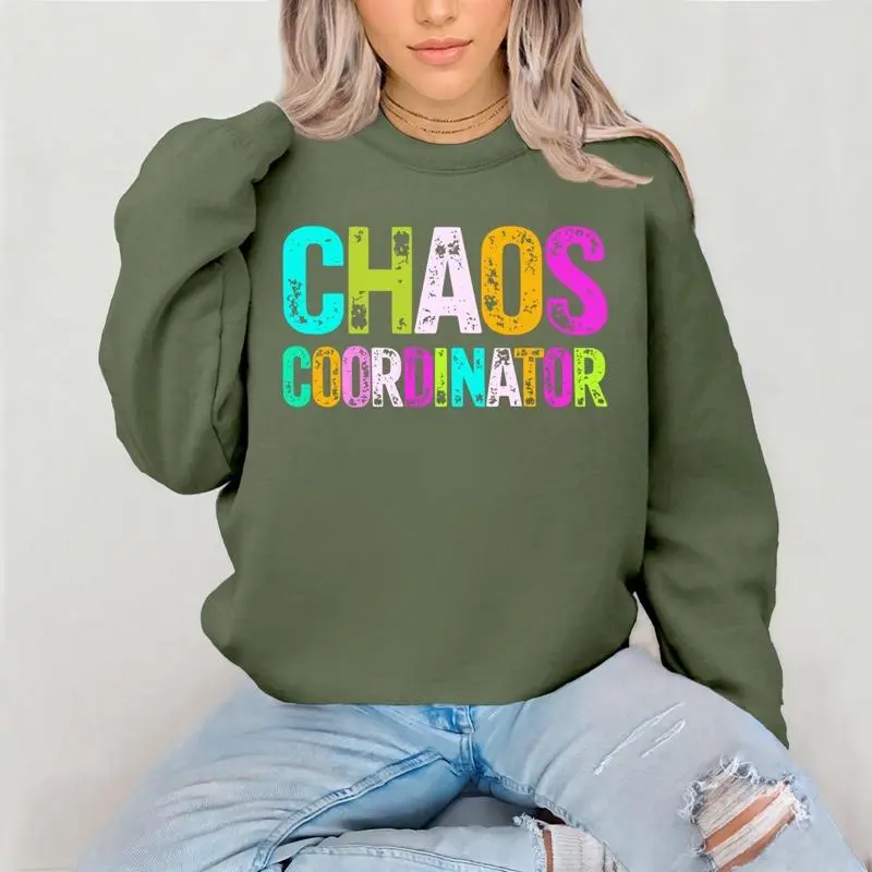 Chaos Coordinator Crewneck Sweatshirt Gildan Everyday Style Super Soft Unisex Fit Streetwear Graphic Top warm Womenswear Casual Printed Long Sleeved