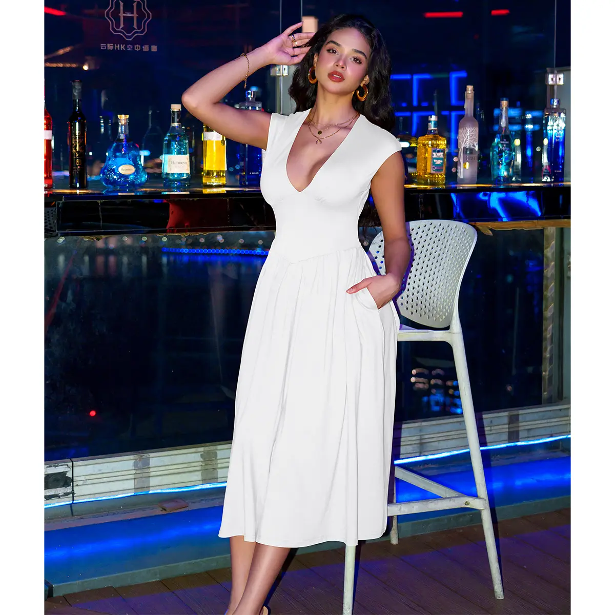 OYS Women's Summer Casual Deep V Neck Cap Sleeve Pleated Swing A Line Midi Dress With Pockets Black Chic - TikTok Shop OYS Women's Summer Casual Deep V Neck Cap Sleeve Pleated Swing A Line Midi Dress With Pockets Black Chic - TikTok Shop