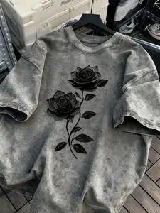 Unisex Y2K Print Washed Cotton Short Sleeve T-Shirt, Casual Fashion Top for Men and Women, Comfortable Summer Wear