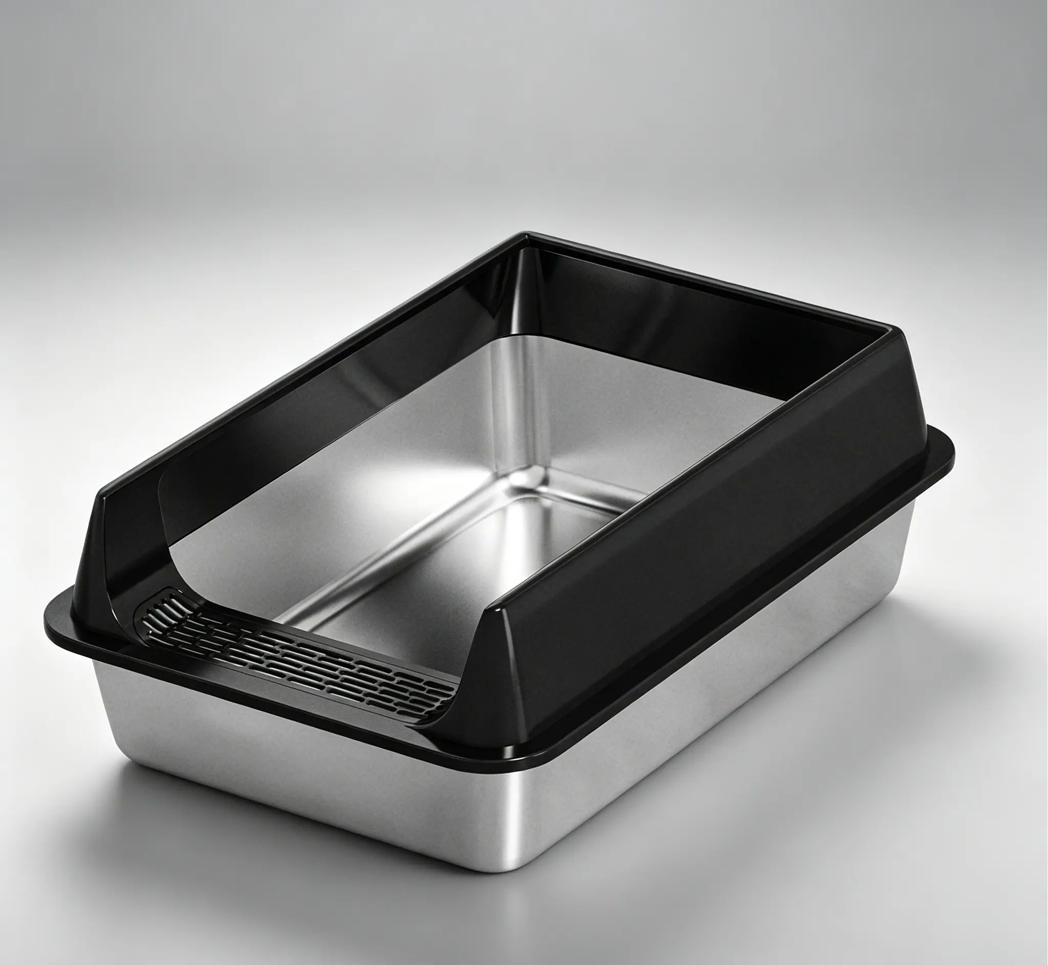 Stainless Steel Covered High Sided Cat Litter Box - Easy Clean, Anti-Splash for Large Cats, Eliminates Stinky & Sticky Messes, Covered Litter Box, High Sided Litter Box