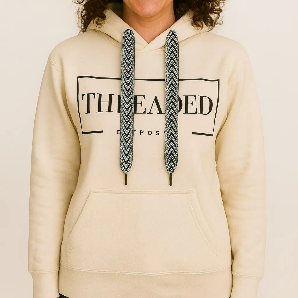 Cream OG Threaded Hoodie - Black and White Bold Threads