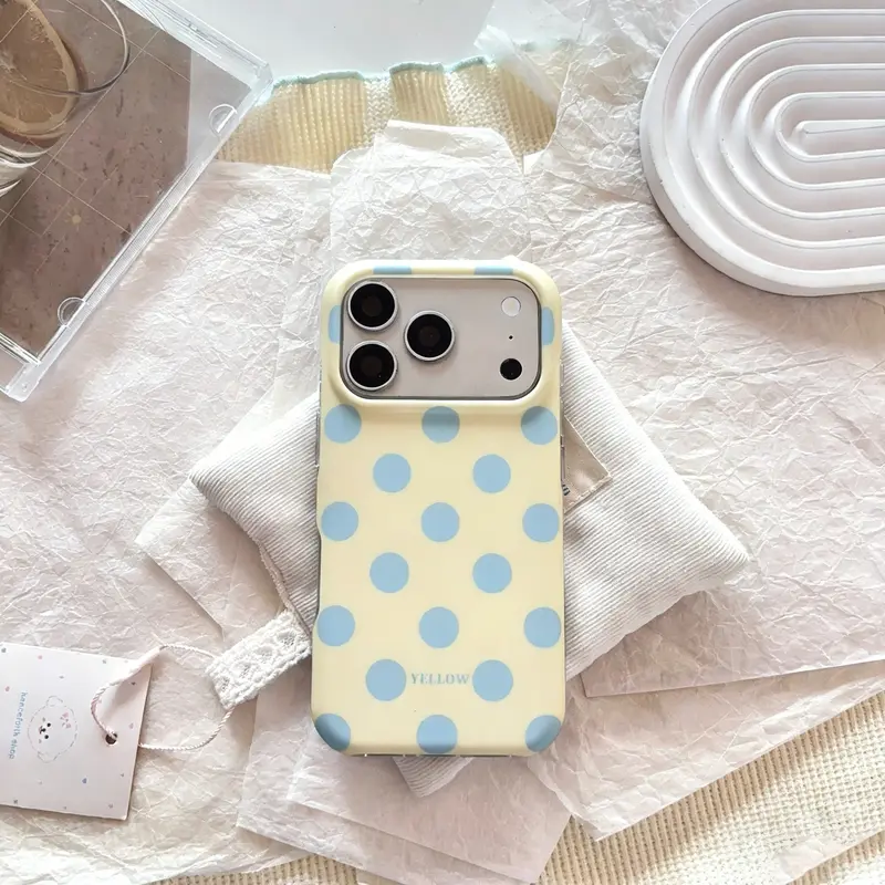 Women's Chic Wave Dot Pattern Polycarbonate Smartphone Cover - Protective Mobile Phone Accessories with Simple Design for iPhone 18 Pro Max,17 Pro Max,16 Plus,15,14 Plus,14,13,12,11,XR,XS Devices