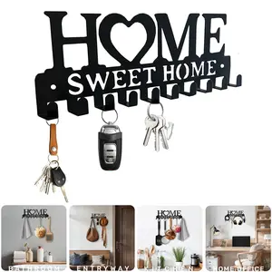 Wall Mount Metal Key Holder,Sweet Home Letter Design,10 Hooks Key Rack Organizer for Entryway Kitchen Bathroom Hanging Keys Hats