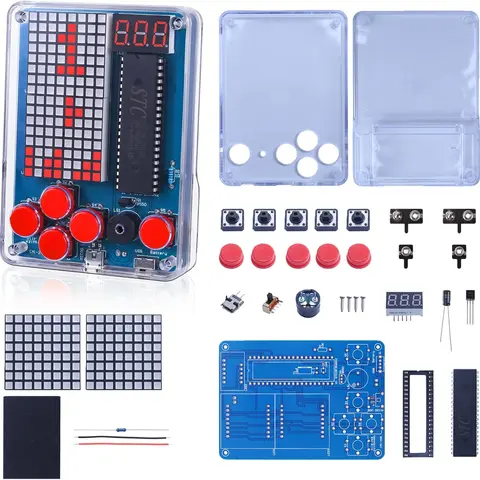 DIY Soldering Game Kit,  4 Retro Games Electronics Learning Soldering Project Kit, with Brightness Adjustable Music Switch for STEM Education School Christmas Family Friends outdoor use