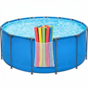 Patented Design! Poolside Mesh Storage Bags with Adjustable Straps, 1-Second Install Above Ground. Pool Hang Organize Bags for Toys, Pool Noodles, Floats, Beach Balls