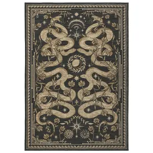 Snake Living Room Area Rug,8x10 Washable Non Slip Accent Nursery Bedroom Rugs Indoor Modern Large Stain Resistant Floor Cover for Dining Room Office Apartment,Dark Grey