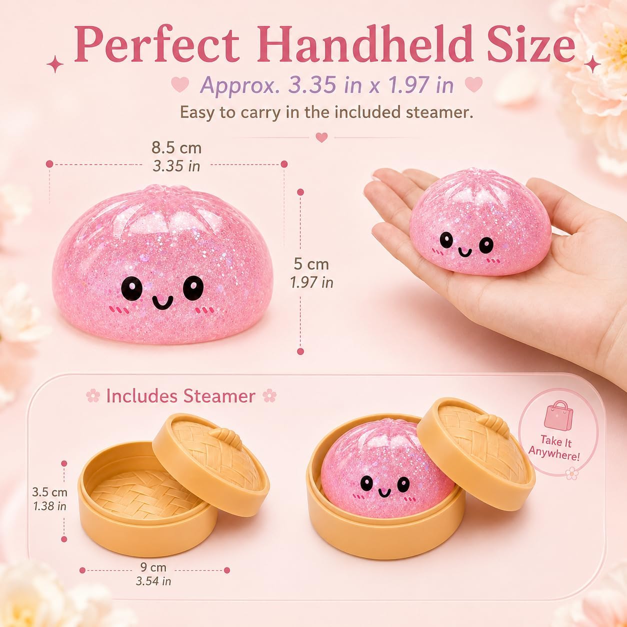 2026 Glitter Dumpling Squishy Blind Box - Soft Steamed Bun Fidget Toy, Random Color Sensory Squeeze Item, Collectible Cartoon Squishy Dumpling Stress Relief Toys for Kids, Creative Unwind & Sensory Activities Tool