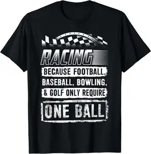 100% Cotton Car Racing Shirt Funny Racing One Ball Race Drag Stock T-Shirt