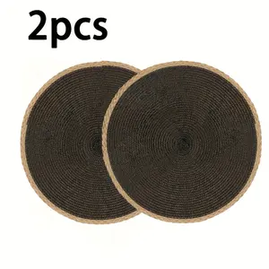 2count/4count/Round Braided Placemats Table Mats Washable Heat Resistant for Dining Table Non-Slip Indoor Outdoor Place Mats for Thanksgiving Christmas Eastervalentine'S Day Mother'S Day