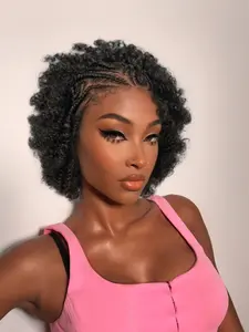 African Braided Synthetic Lace Front Wig, Lace Frontal, Durable and Stylish, Suitable for Adult Appearance, Perfect for Daily Wear, Fluffy African Curl Hairpiece, Afro Curly Wigs, Afro Kinky Wigs