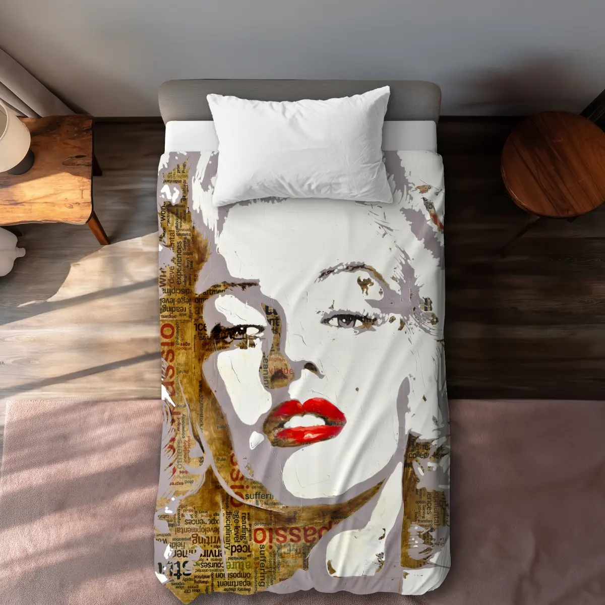 Begin Home Decor C1DCTXLW2ZD3Z5 Marilyn Monroe Typography Gray Woman Twin Size Extra Long Duvet Cover - Home Decor