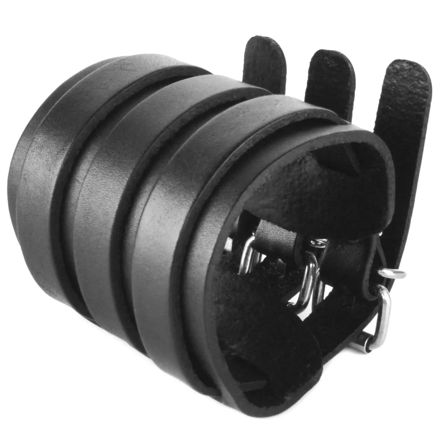HZMAN Leather Wide Triple Strap Cuff Wrap Gauntlet Wristband Buckle Fastening Arm Armor Cuff
