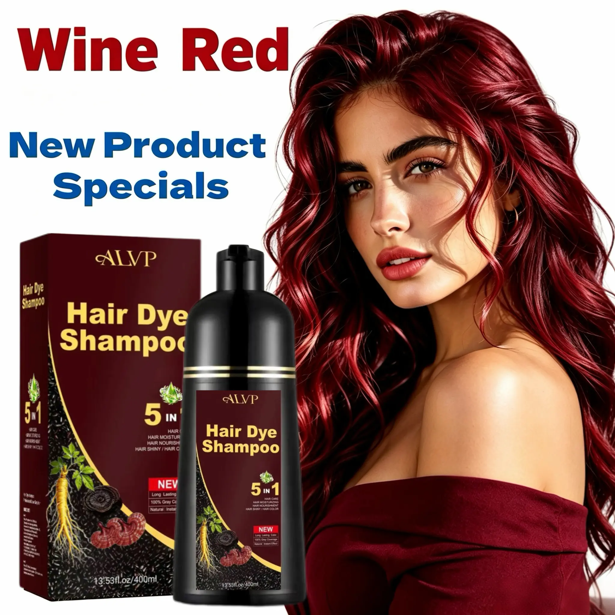 2026 ALVP 5-in-1 Herbal Hair Dye Shampoo for MenWomenCovers Gray Hair Long Lasting Color Nourishes Scalp4Shades Golden Brown Dark color shampoo paracanashealthy plant ingredient semi-permanent naturalplanthaircare red Blonde Ombre Highlight