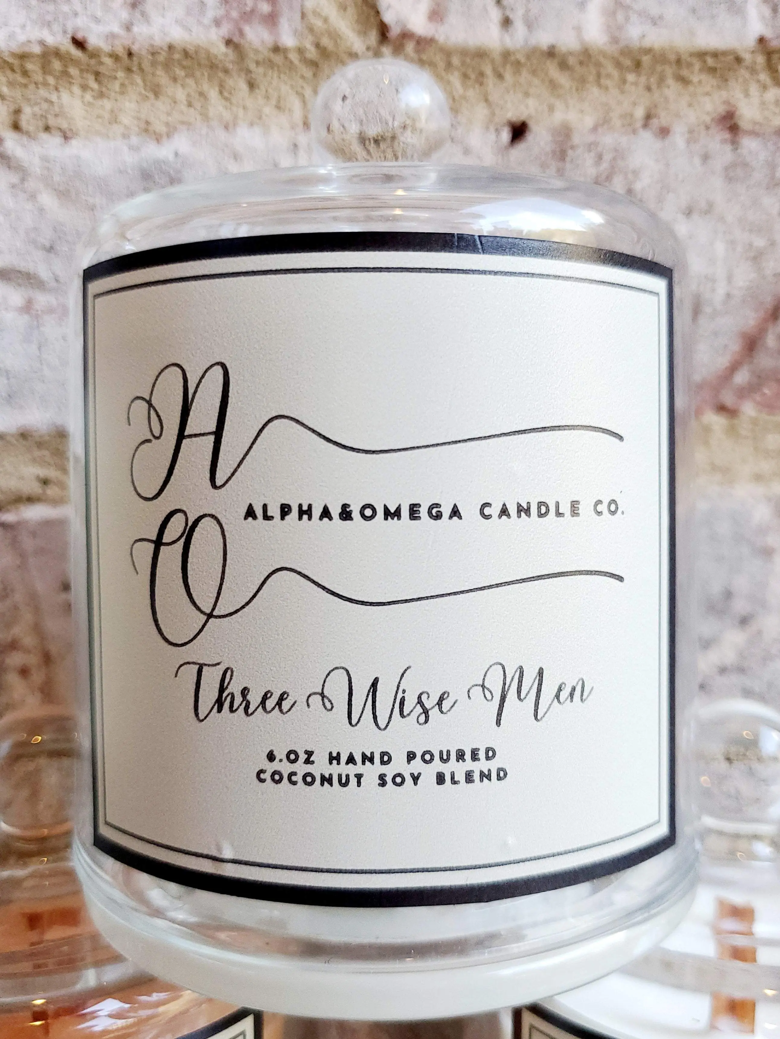 Three Wise Men 6 oz Coconut Soy Blend Hand-Crafted Wood Wick Cloche Candle