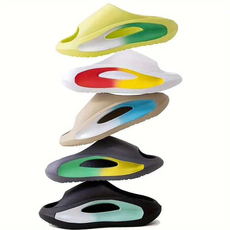 Fashionable Unisex Colour Block Slippers - Ventilated Open Toe with Soothing Massage Grains - Ultra-Comfortable, Non-Slip, Durable EVA Sole for Indoor Adventures - Perfect for Mens & Womens Home Use