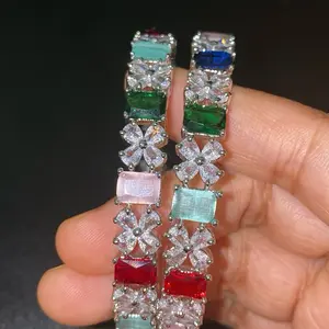 Cz ad bangle - 4 pcs pack Rhinestone Decorated Bracelet Zircon Bracelet