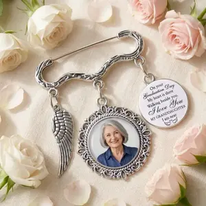 Personalized Memorial Graduation Lapel Pin With Photo Charms, Grandma Walking Beside You On Graduation Day, Graduation 2026 Gown Pin