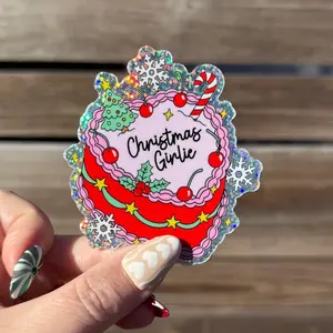 Christmas Girlie Glitter Sticker