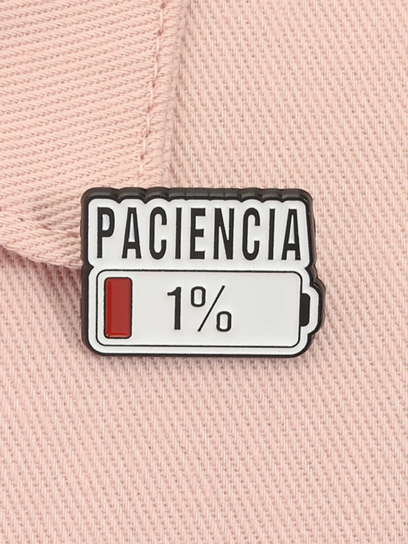 Funny Humorous Spanish Paciencia 1% Enamel Pin Red Bar Low Battery Alloy Brooch Lapel Backpack Badge Fashion Jewelry Accessories Gift for Friends Men Accessories Brooch Pin Clip