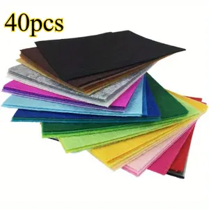 40pcs Premium Craft Felt Squares,Assorted Colors, Durable Non-Woven Fabric for DIY Projects, 1mm Thick Handmade Paper-cutting Cloth Material Color Felt Cloth