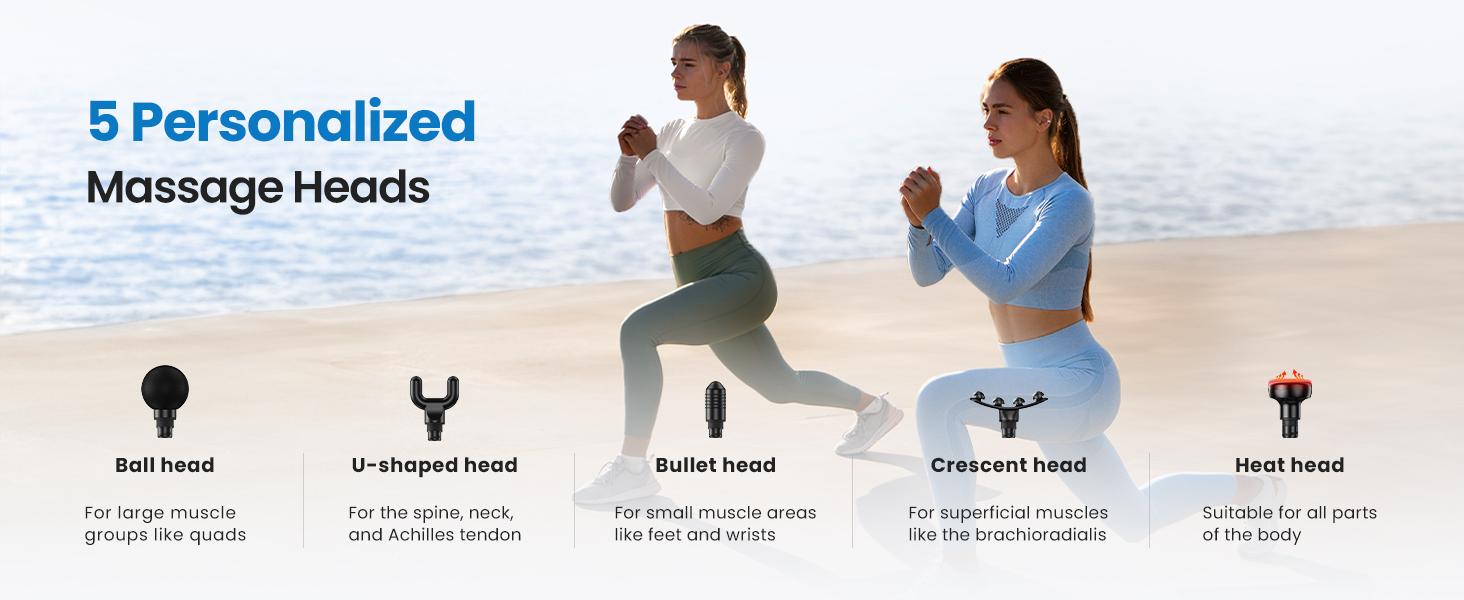RENPHO Active+ Thermacool Massage Gun, Heat and Cold, App, Video Tutorials, Handheld Percussion Massager, Deep Tissue Muscle Relaxation, 5 Speeds, 5 Heads, Carry Case, For Starters and Fitness Lovers