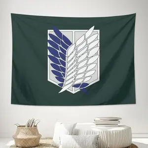Flag Attack On Titan Tapestry Horizontal 40X60 Inch Titan Scout Regiment Flag Wall Hanging Room Art Home Decoration Bedroom Decor Living Room Door Curtain Balcony