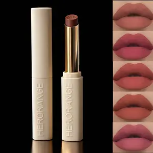 [5-Piece Limited Set]HERORANGE Matte Velvet Lipstick With Hydrating Cream, Non-Stick &Long-Lasting LipColor, Orange & Pink Tones, Plant-Based Squalane, Ldeal For All Skin Types.Perfect Christmas & Valentine's Gift, Lipstick Gift Beginner-Friendly。