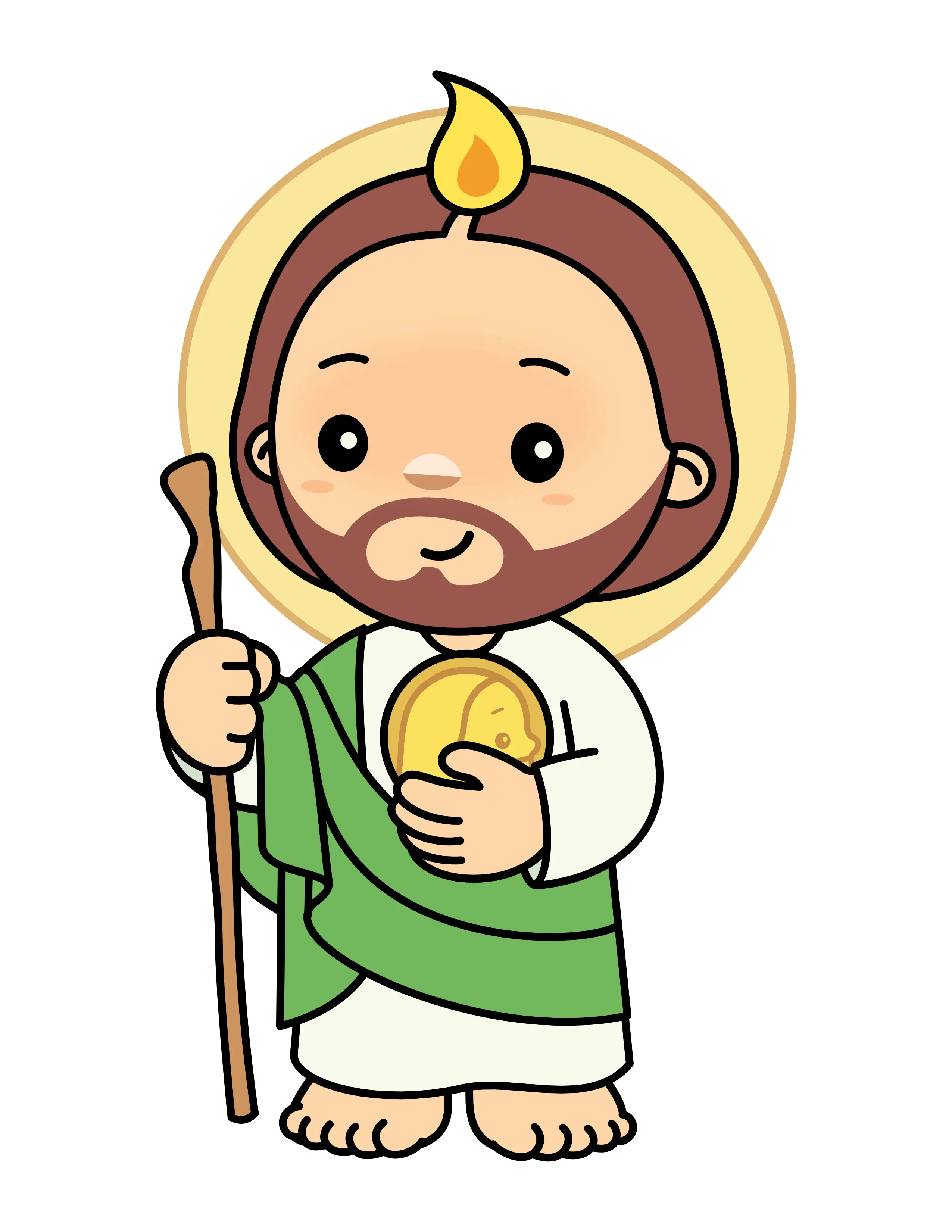 San Judas Tadeo Cartoon Color Vinyl Sticker Smooth Ornaments, Durable & Weather-Resistant Car Stickers Mexican Decal