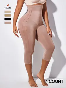 High Waisted Casual Shapewear Capri Pants, Tummy Control Butt Lifting, Seamless Slimming Underwear, Stretchy Postpartum Recovery, Plus Size