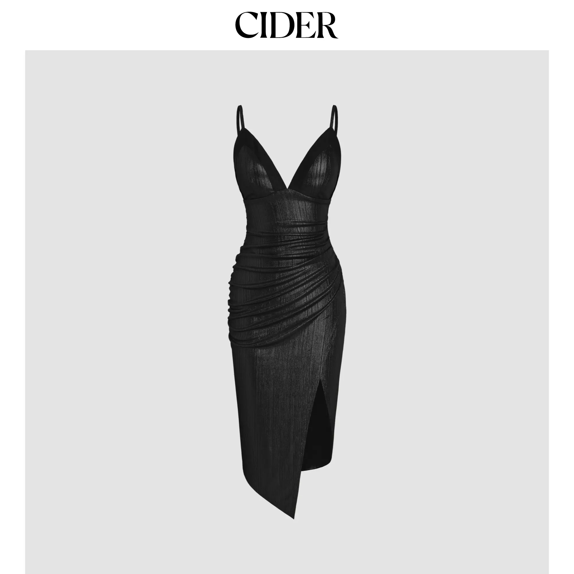 Cider Women's Elegant Metallic V-Neck Solid Ruched Midi Dress - Sexy Party Wear, 3 Colors, Size 0-26, Going Out, 3Xl, 2Xl - 20/22, Ruched Detail, V-Neck Cut, Lady