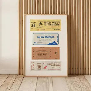 1pc, Wall Arts, Vintage Posters, Vintage Rodeo Ticket Wall Art, 1970s Western Prints, Rodeo Wall Art Prints, Vintage Western Wall Art, Austin Texas Art Prints Unframed